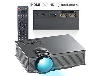 WLAN Beamer: SceneLights LCD-LED-Beamer LB-8300.wl, SVGA, Miracast, DLNA & AirPlay, 800 x 480