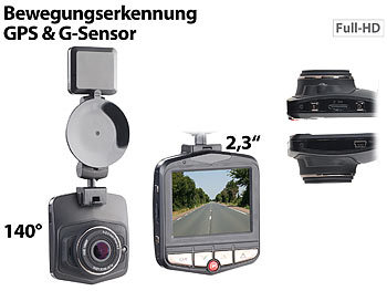 NavGear Full-HD-Dashcam MDV-2770.gps mit GPS & G-Sensor, 5,8-cm-Display (2,3")
