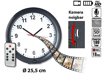 OctaCam Kabellose Wanduhr mit Full-HD-Kamera und PIR-Sensor, 180 Tage Stand-by