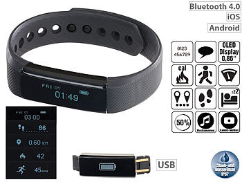 Uhr mit Vibrationsalarm: newgen medicals Fitness-Armband mit Bluetooth & Nachrichtenanzeige (Versandrückläufer)