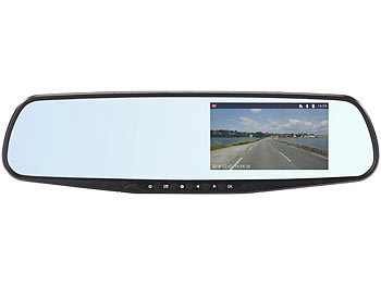 NavGear HD-Rückspiegel-Dashcam mit G-Sensor & 10,9-cm-Display (4,3"), microSD