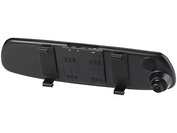 NavGear Full-HD-Rückspiegel-Dashcam mit Rückfahr-Kamera, 11,4-cm-Display & FSE