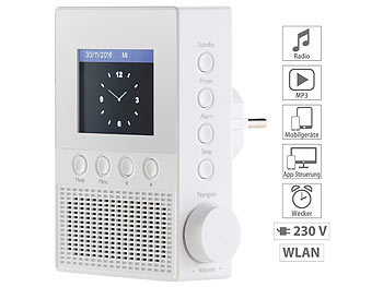 WLAN Radio Steckdose: VR-Radio Steckdosen-Internetradio IRS-300 mit WLAN, 6,1-cm-Display, 6 Watt