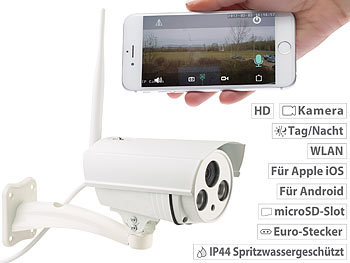 7links WLAN-IP-Überwachungskamera mit 720p HD, IR-Nachtsicht, SD-Recording