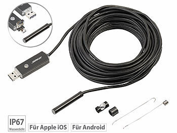 Inspektionskamera: Somikon USB-HD-Endoskop-Kamera für PC und OTG-Android-Smartphone, 10 m, IP67