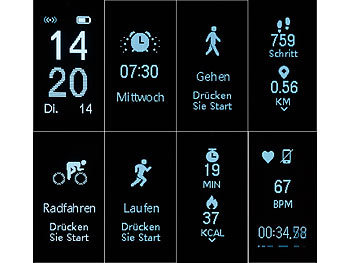 PEARL Fitness-Armband, GPS-Streckenverlauf, Puls, 13 Sportarten, App, IP67