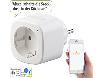 Smart Steckdose: Luminea Home Control WLAN-Steckdose mit App, 16 A, komp. zu Siri, Alexa & Google Assistant