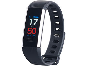 newgen medicals Fitness-Armband mit Farbdisplay, Blutdruck-Anzeige, Bluetooth, IP67