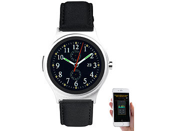 simvalley Mobile Smartwatch mit Herzfrequenz-Messung, Bluetooth 4.0, für iOS & Android