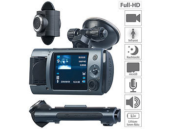 Dual Dash Cam: NavGear Full-HD-Dashcam mit 2 Objektiven, 150° Ultra-Weitwinkel, Sony-Sensor