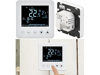 Heizungsthermostat Wand: revolt Wand-Thermostat für Fußbodenheizung, LCD, Touch-Tasten, programmierbar