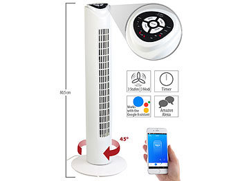 Ventilator Alexa: Sichler Turmventilator mit WLAN und App, für Siri, Alexa und Google Assistant