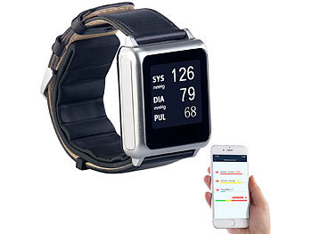newgen medicals Medizinische Blutdruck-Armbanduhr mit Pumpe, E-Ink, Bluetooth & App