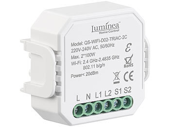WiFi Dimmer: Luminea Home Control WLAN-Unterputz-2-Kanal-Lichtschalter & -Dimmer, App, Sprachsteuerung