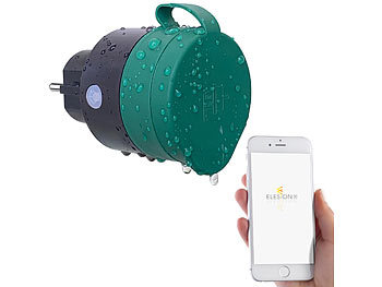 Luminea Home Control Outdoor-WLAN-Mini-Steckdose, für Alexa, Siri & Google Assistant, 16 A