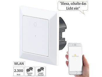 Luminea Home Control 4er-Set WLAN-Lichttaster, App, komp. zu Siri, Alexa, Google Assistant