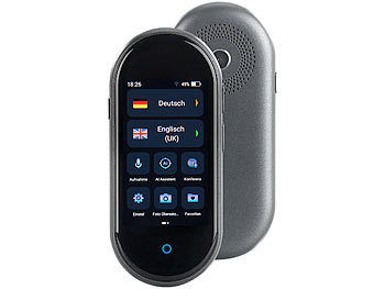 Mobile Übersetzer: simvalley Mobile Mobiler Echtzeit-Sprachübersetzer; 106 Sprachen; Touchscreen; Kamera