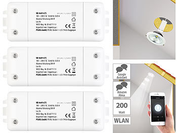 Siri Lichtschalter: Luminea Home Control 3er-Set WLAN-Schalter mit Dimmer, für Siri, Alexa & Google Assistant