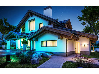 Luminea Home Control 2er-Set Outdoor-Fluter, RGB-CCT-LEDs, Bluetooth, App, 4.500 lm, 60 W