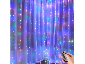 Lichter: Lunartec 2er-Set RGB-LED-Lichtervorhang, 300 LEDs, Fernbedienung, 3x3 m