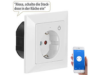Smarte Steckdose: Luminea Home Control WLAN-Unterputz-Steckdose mit App, für Siri, Alexa & Google Assistant