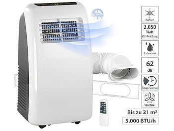 Kleinste Klimaanlage: Sichler Mobile Monoblock-Klimaanlage mit Entfeuchter, 5.000 BTU/h, 2.050 Watt
