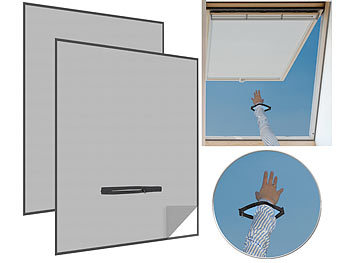 Fliegenschutz: infactory 2er-Set Fliegengitter mit Fenster-Zugang, 150 x 180 cm, schwarz