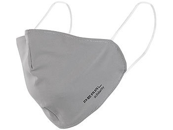 PEARL 2er-Set Mund-Nasen-Stoffmasken mit Filter-Textil, waschbar, Größe L