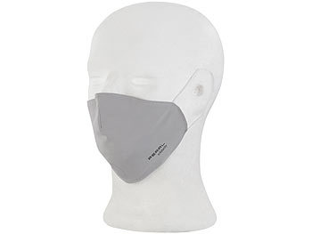 PEARL 2er-Set Mund-Nasen-Stoffmasken mit Filter-Textil, waschbar, Größe L