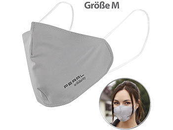 PEARL 4er-Set Mund-Nasen-Stoffmasken mit Filter-Textil; waschbar, Gr. M