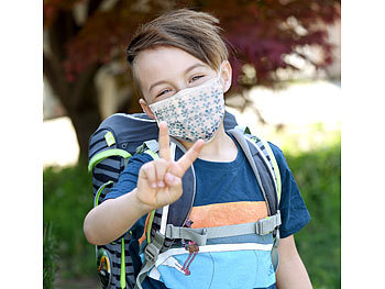 newgen medicals 20er-Set kleine Mund-Nasen-Masken für Kinder, Ohrschlaufen, gemustert
