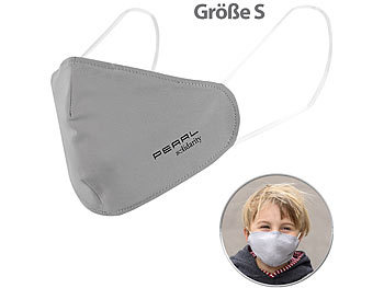 PEARL 4er-Set Mund-Nasen-Stoffmasken mit Filter-Textil, waschbar, Gr. S