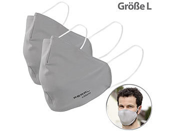 Textilmasken: PEARL 2er-Set Mund-Nasen-Stoffmasken mit Filter-Textil, waschbar, Größe L