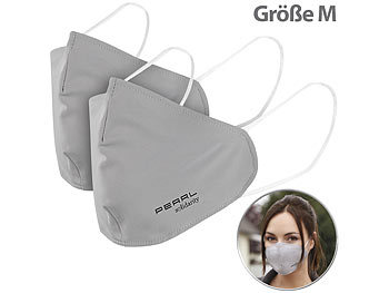 Mundmasken: PEARL 2er-Set Mund-Nasen-Stoffmaske mit Filter-Textil, waschbar, Größe M