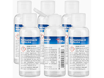 Desinfektionsgel Haut: newgen medicals 6er-Set Hand-Desinfektions-Gels, Spender-Flasche, alkoholfrei, je 60ml