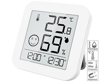 Wohnraum Thermometer: infactory Digitales E-Ink Thermo- und Hygrometer mit extralanger Laufzeit