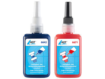 Reparatur Flüssig Kleber Klebstoff Handwerk teilig Werkzeug: AGT Schrauben- und Muttersicherungsmittel, mittel- und hochfest, 2x 50 ml