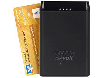 Powerbank Mini: revolt Powerbank im Kreditkarten-Format, 5.000 mAh, 2 USB-Ports, 2,4 A, 12 W