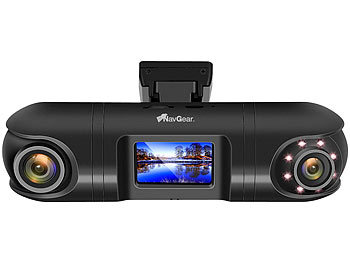 NavGear QHD-Dual-Dashcam mit 2 Kameras, G-Sensor, IR-Nachtsicht und GPS