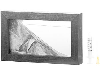 Sandbild-Kippbilder: infactory Schwarz-Weiß-Sandbild mit Holzrahmen, 20 x 12 cm