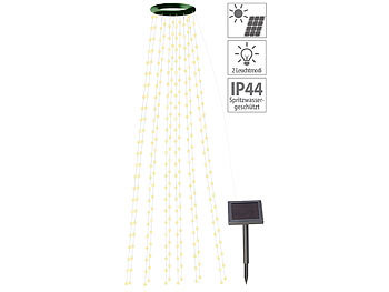 LED Weihnachtsbeleuchtung: Lunartec Solar-Tannenbaum-Überwurf-Lichterkette, 12 Girlanden, 300 LEDs, IP44