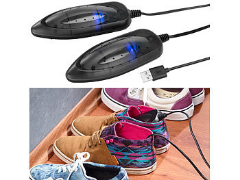 infactory 2er-Set portable USB-Schuhtrockner mit UV-Licht und 2 Trocken-Modulen