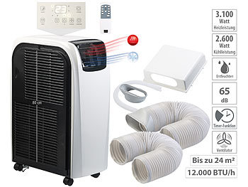 Klimaanlage mobil: Sichler In- und Outdoor-Klimaanlage mit Heizfunktion und Schlauch-Set, 3.500 W