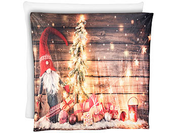 Weihnachtsdecke: infactory Kuscheldecke mit Weihnachtsmotiv und 10 warmweißen LEDs, 150 x 140 cm