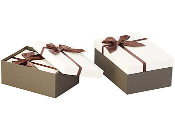 Your Design 6er-Set edle Geschenk-Boxen mit brauner Schleife, 3 Größen