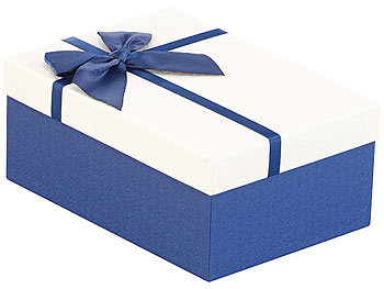 Your Design 6er-Set edle Geschenk-Boxen mit blauer Schleife, 3 verschiedene Größen