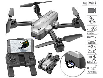 GPS Quadrocopter: Simulus Faltbare GPS-Drohne mit 4K-Kamera, WLAN, Follow-Me, Gyroskop, App