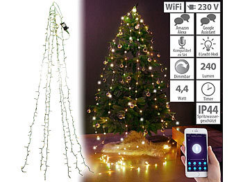 Lichterkette als Deko: Lunartec WLAN-Tannenbaum-Überwurf-Lichterkette mit App, 6 Girlanden, 240 LEDs