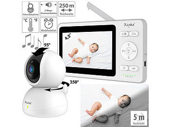 Baby Monitor: 7links Video-Babyphone, dreh- & schwenkbare Kamera, 11 cm (4,3") Farbdisplay