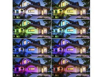 Luminea Home Control 3er-Set WLAN-RGB-CCT-Fluter, 1.500 lm, 20 W, IP65, mit Sprachsteuerung